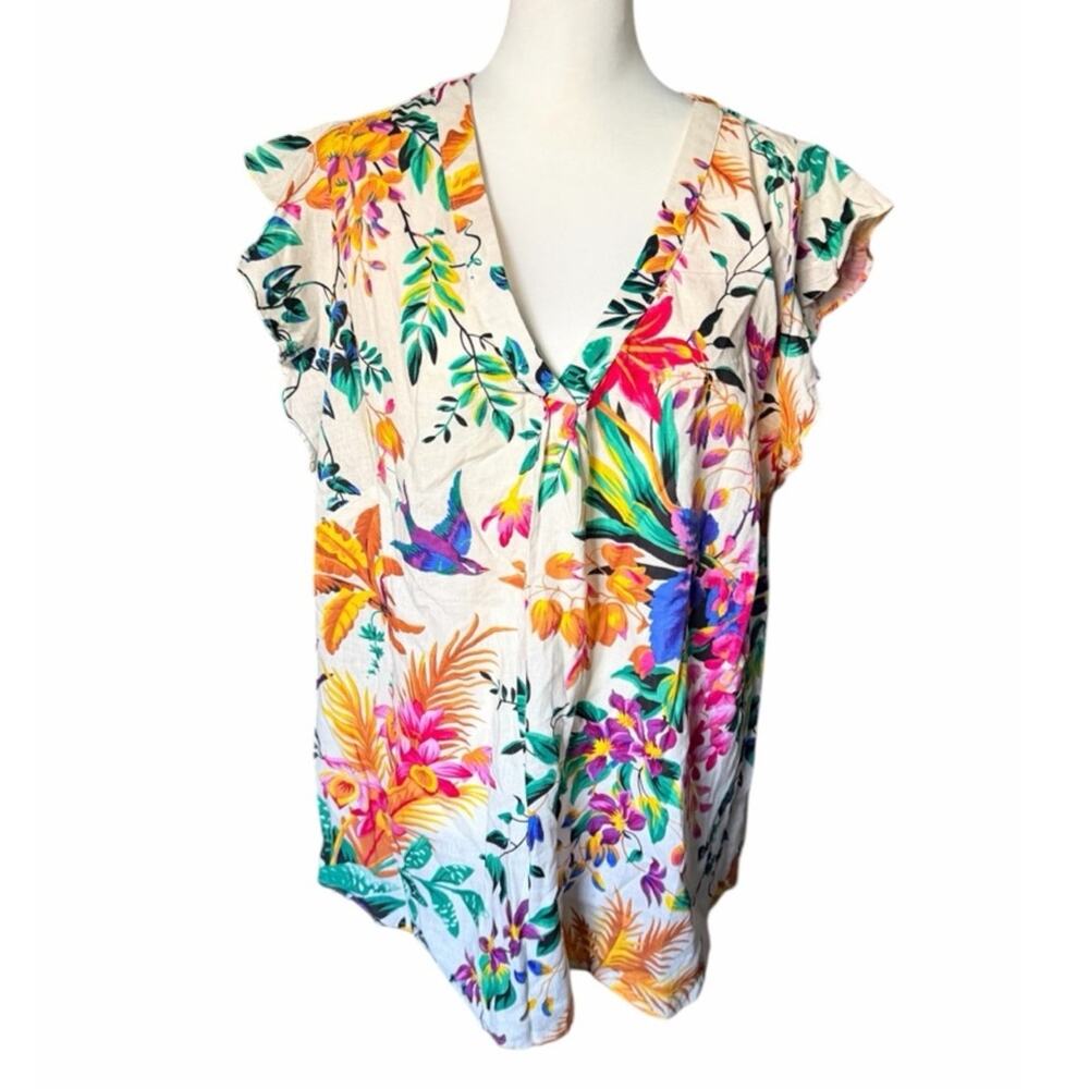RACHEL Rachel Roy Multicolor Tropical Floral Blouse